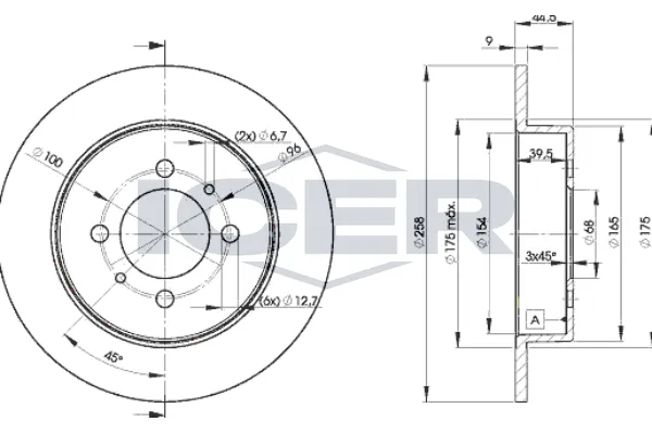 Fren Disk Ayna Arka Sağ ve Sol Nissan 100 NX (B13)(11.1990->)  KALE BALATA TFD00309