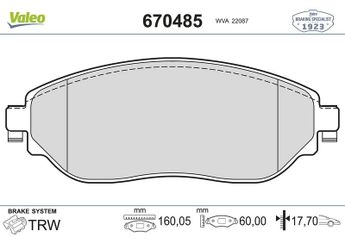 Fren Disk Balata Ön VALEO 670485  410608638R 6000620046 6000620616 4106000Q1H 41060-00Q1H 4106000Q2F 41060-00Q2F 4106000Q2L 41060-00Q2L 410601073R 41060-1073R 41060-8638R 4106000Q3F 1681994880 4423332 4423587 95518304 95518893 95527599 410604868R 410607229R 410609161R 8660004058 8660004558