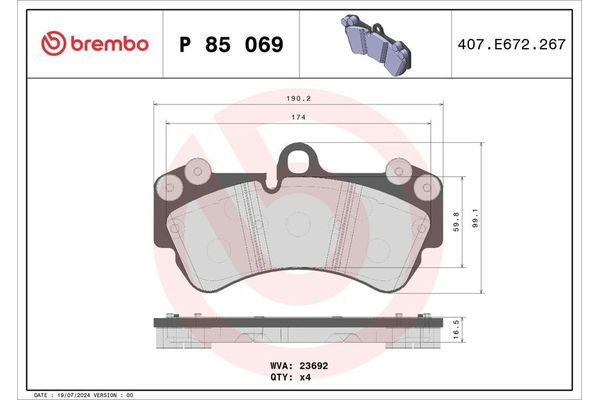 Fren Disk Balata Ön Porsche Cayenne (Typ 9PA)(08.2002->)  BREMBO P 85 069