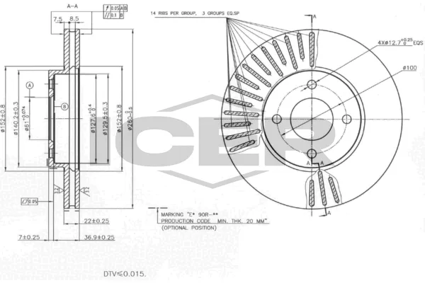 Fren Disk Ayna Ön Sağ ve Sol Nissan Micra (K13K/KK)(07.2010->)  OTOZONE BD9118