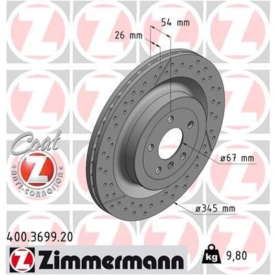 Fren Disk Ayna Arka Sağ ve Sol Mercedes GLS -Serisi (BM 166)(11.2015->)  ZIMMERMANN 400.3699.20