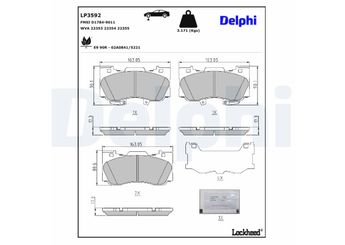 Fren Disk Balata Ön DELPHI LP3592  LP3592 2044140 GR3C2001DD 5278344 5285962 5315762 5323583 5346407 FR3C2001BA FR3C2001BB FR3C2001BC FR3Z2001A GR3C2001DB GR3C2001DC GR3Z2001A