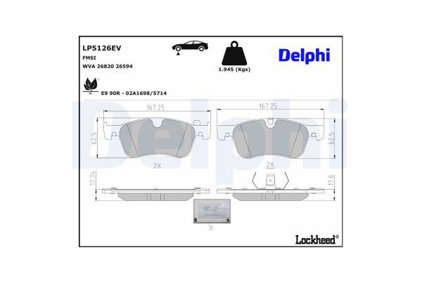 Fren Disk Balata Ön Renault Kangoo III (03.2021->)  DELPHI LP5126EV
