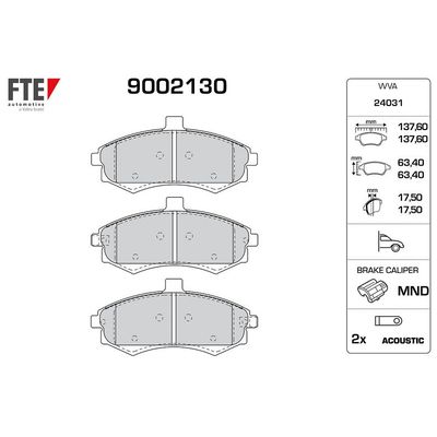 Fren Disk Balata Ön Hyundai Elantra (XD)(2000->)  FTE 9002130