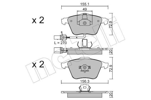 Fren Disk Balata Ön Audi S4 Cabriolet (8H)(01.2006->)  METELLI 22-0549-1