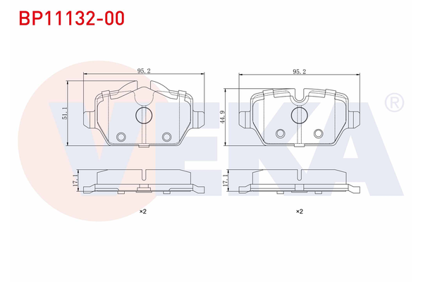Fren Disk Balata Arka BMW 1 Serisi Sedan 3/5 Kapı (E81/E87)(2004->)  VEKA BP11132-00