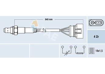 Oksijen (Lambda) Sensörü  FAE 77133  95VW9F472FA 95 VW 9F472 FA SG256 SG-256 21906265AK 021 906 265 AK 21906265AR 021 906 265 AR 21906265T 021 906 265 T 30906265BM 030 906 265 BM 6K0906265A 6K0 906 265 A