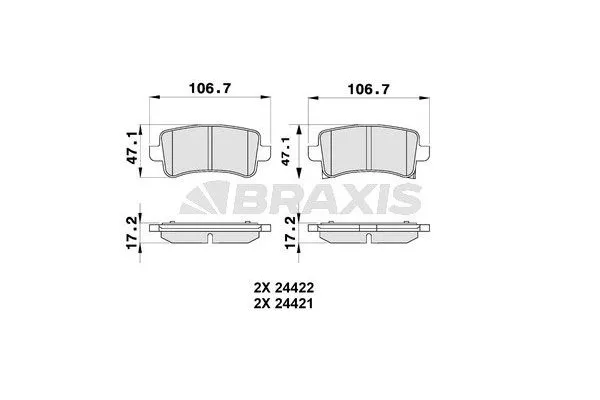 Fren Disk Balata Arka Opel Insignia A (2008->)  BRAXIS AB0180