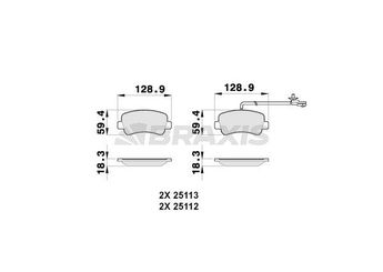 Fren Disk Balata Arka BRAXIS AB0258  440600264R 93167662 4406000Q0H 4420066 44060-00Q0H 4406000Q0L 4406237 95513821