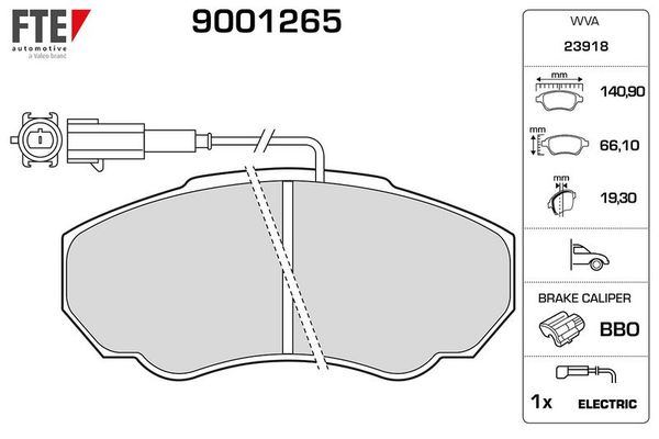 Fren Disk Balata Ön Peugeot Boxer (330/350) Kamyonet Aks:3700mm (2002->2006)  FTE 9001265