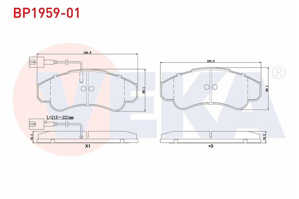 Fren Disk Balata Ön Fiat Ducato P.Van, Yüksek Tavan (03.2002->)  VEKA BP1959-01