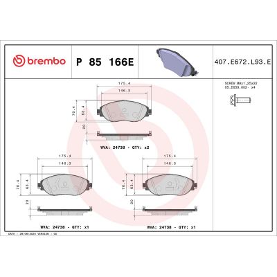 Fren Disk Balata Ön BREMBO P 85 166E