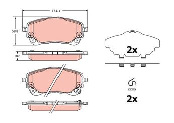 Fren Disk Balata Ön TRW GDB2349  446502470 0446502470 446502471 0446502471 44650W250 04465-0W250 GA5019 GA 5019 04465-02470