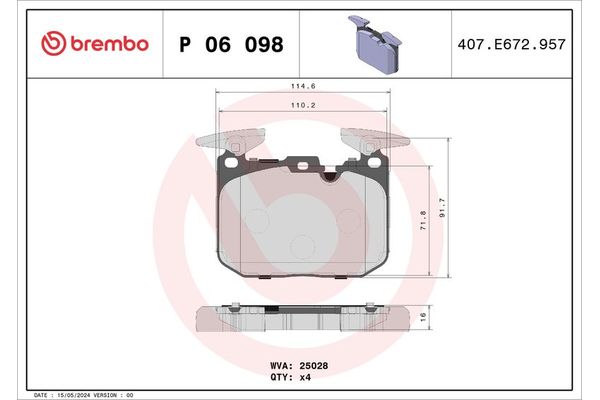 Fren Disk Balata Ön BMW i8 Serisi Roadster (I15)(03.2018->)  BREMBO P 06 098