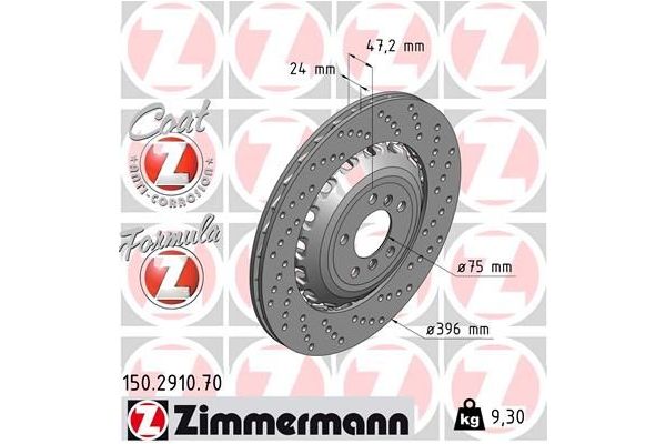 Fren Disk Ayna Arka Sağ BMW M6 Serisi Coupe (F13M)(2012->)  ZIMMERMANN 150.2910.70