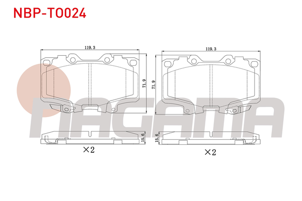 Fren Disk Balata Ön Toyota Land Cruiser Station (J8)(1990->)  NAGAMA NBP-TO024