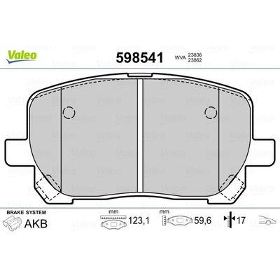 Fren Disk Balata Ön Toyota Avensis Verso (M20)(2001->)  VALEO 598541