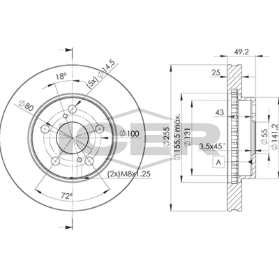 Fren Disk Ayna Ön Sağ ve Sol Toyota Celica (T23)(2000->)  MAHER 03675