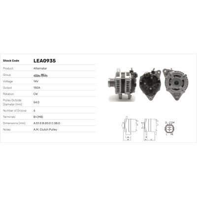 Alternatör  LUCAS ELEKTRIK LEA0935