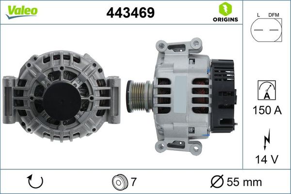 Alternatör  Fiat Ducato Maxi P.Van, Geniş Hacim 35 (09.2006->)  VALEO 443469