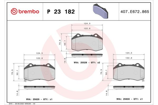 Fren Disk Balata Ön Abarth 124 Spider (348)(2016->)  BREMBO P 23 182