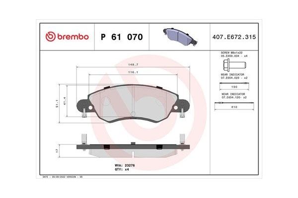 Fren Disk Balata Ön Citroen C5 5 Kapı (03.2001->)  MAGNETI MARELLI 363700461070