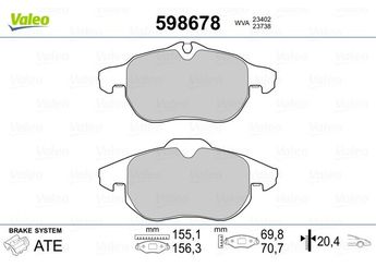 Fren Disk Balata Ön VALEO 598678  1605095 93188111 77363604 77364224 1605088 1605094 1605098 1605113 1605136 1605139 1605282 1605283 1605972 1605975 93166798 93172174 93172950 93175378 93176121 93183728 93183729 93185751 93185752 93186003 12765397 12800120 12803551 93166943