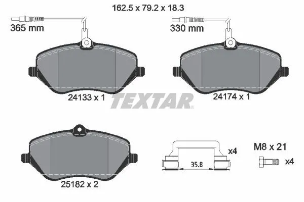 Fren Disk Balata Ön Citroen C5 Tourer (04.2008->)  TEXTAR 2413303