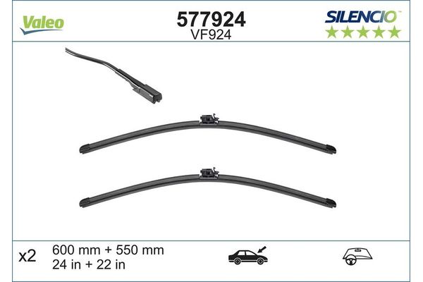 Silecek Süpürgesi Ön  600/550 mm - 24/22 inç Mercedes E -Serisi Sedan (BM 213)(08.2016->)  VALEO 577924