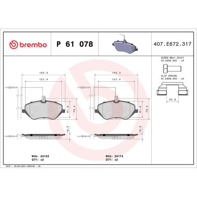 Fren Disk Balata Ön BREMBO P 61 078