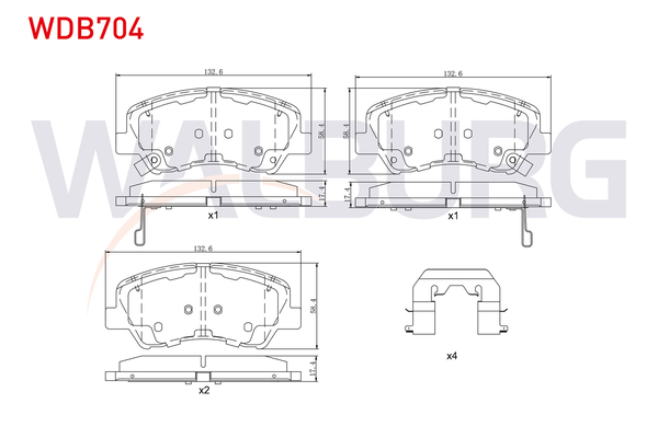 Fren Disk Balata Ön Kia Rio (YB)(2016->)  WALBURG WDB704