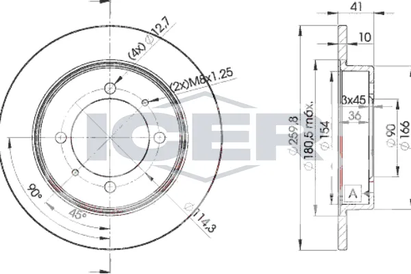 Fren Disk Ayna Arka Sağ ve Sol Mitsubishi Carisma 4 Kapı (DA0)(2000->)  NAGAMA NBD-MI012