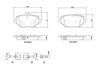 Fren Disk Balata Arka BREMBO P 50 162  A0004204202 4203902 0004203902 4204202 0004204202 A0004203902 A0004207103
