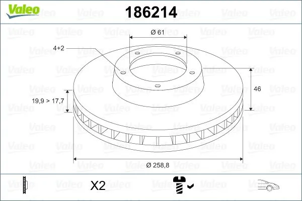 Fren Disk Ayna Ön Sağ ve Sol Renault Espace (J63)(01.1991->)  VALEO 186214