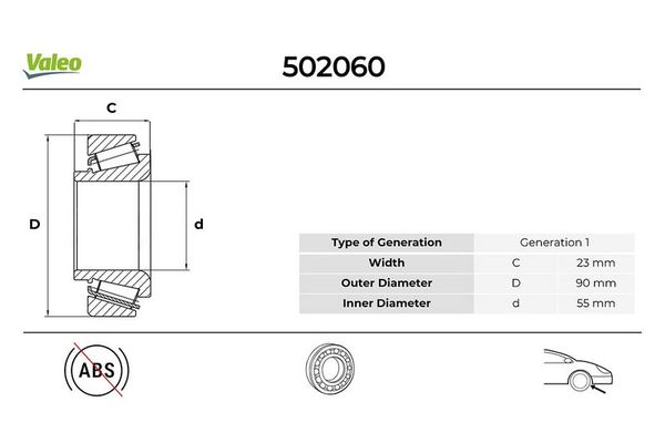 Teker Rulmanı Ön Sağ veya Sol Mercedes Sprinter III Kamyonet / Çift Kabin RWD/AWD (907)(02.2018->)  VALEO 502060