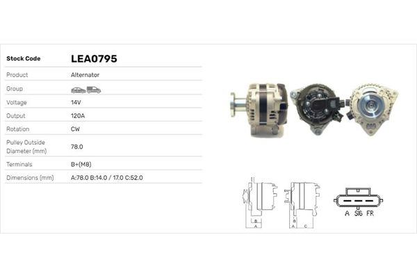Alternatör  LUCAS ELEKTRIK LEA0795