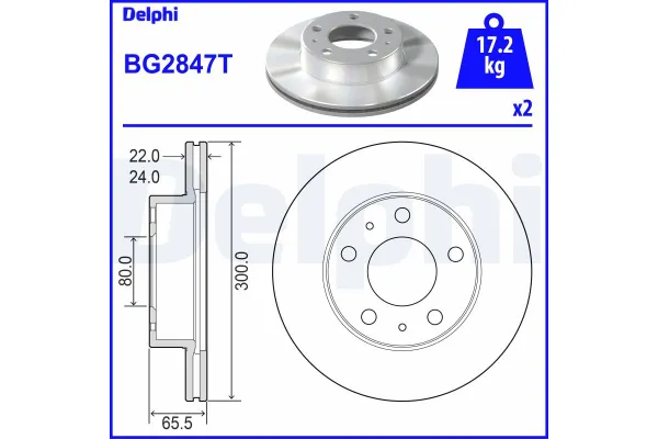 Fren Disk Ayna Ön Sağ ve Sol Peugeot Boxer (335) P.Van, Camlı (H2) Aks:3450mm (2007->)  DELPHI BG2847T