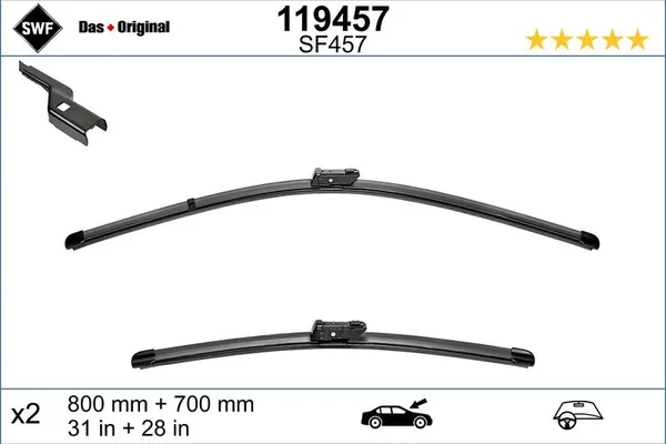 Silecek Süpürgesi Ön Muz Tip 800/680 mm - 32/27 inç Peugeot Traveller (06.2016->)  SWF 119457