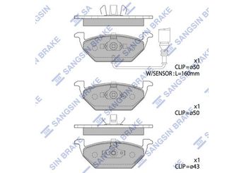 Fren Disk Balata Ön SANGSIN SP2025  1J0698151G 1K0698151F 1K0698151G 1J0698151D 1J0698151E 1J0698151F 1K0698151A 1K0698151D JZW698151 1K0798151D