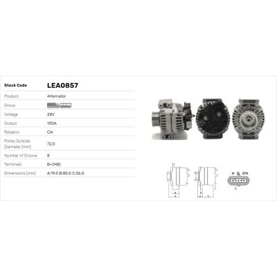 Alternatör  LUCAS ELEKTRIK LEA0857