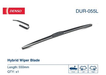 Silecek Süpürgesi Ön Hybrid Tip 550 mm - 22 inç DENSO DUR055L  8522271010 80233200 15890062 15241675 20908675 20958934 22756331 22905714 8521453080 8522248040 8522253070 8522253071 852100E020 852120E020 852120T020 8521248130 8521248150 85222YZZTF SU00302677 SU00304213 85214-53080 85222-48040 85222-53070 85222-53071 85210-0E020 85212-0E020 85212-0T020 85212-48130 85212-48150 85222-YZZTF SU003-02677 SU003-04213