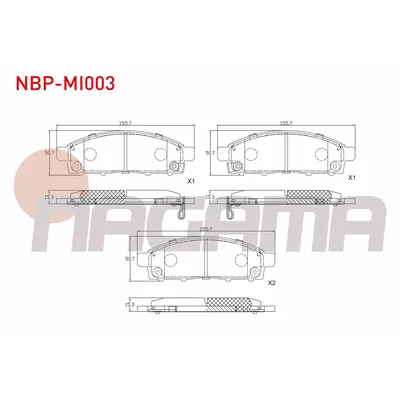 Fren Disk Balata Ön Mitsubishi L200 (KK0/KL0)(2015->)  NAGAMA NBP-MI003