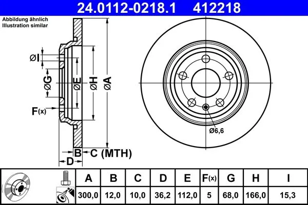 Fren Disk Ayna Arka Sağ ve Sol Audi A6 Allroad Quattro (4AH)(06.2019->)  ATE 24 0112-0218 1