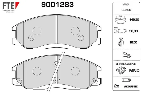 Fren Disk Balata Ön Hyundai XG (09.1998->)  FTE 9001283