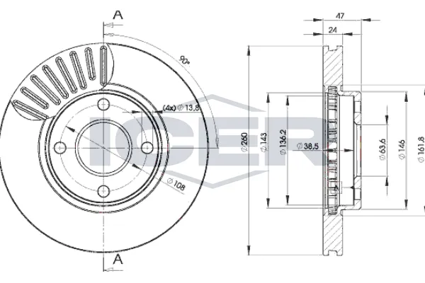 Fren Disk Ayna Ön Sağ ve Sol Ford Mondeo 4/5 Kapı (GD)(1997->)  WALBURG WBD1047