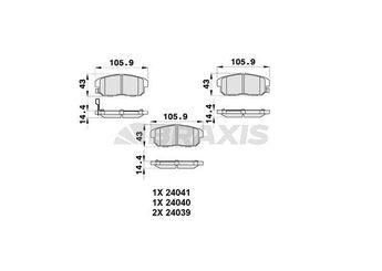 Fren Disk Balata Arka BRAXIS AB0354  5580060J10 F1Y12643Z F1YA2643Z F1YA2648Z F1Y1-26-43Z F1YA-26-43Z F1YA-26-48Z 5580060J00 55800-60J10