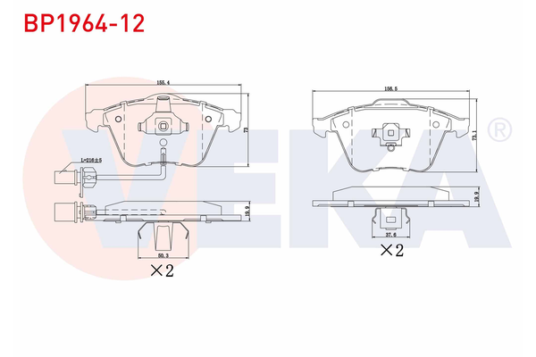 Fren Disk Balata Ön Audi S4 Cabriolet (8H)(01.2006->)  VEKA BP1964-12