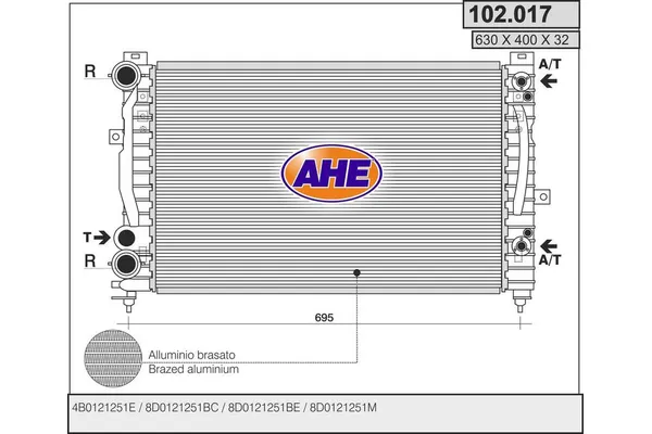 Su Radyatörü  Audi A4 Sedan (B5)(02.1999->)  VEKA 16-2402