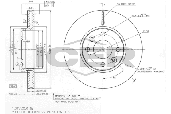 Fren Disk Ayna Ön Sağ ve Sol Smart Forfour (11.2014->)  WALBURG WBD1488