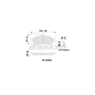 Fren Disk Balata Ön Ford Ranger (EQ)(07.2002->)  BRAXIS AB0242